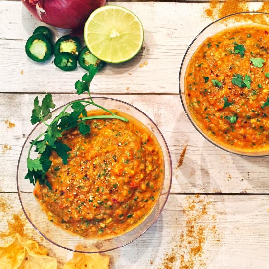 Roasted Salsa with Jalapeno - Recipe photo by AHintofWine
