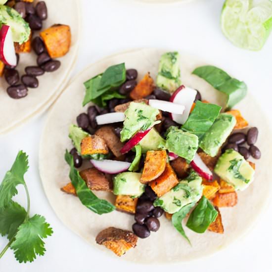 Sweet Potato Tacos with Avocado - Recipe photo by therusticfoodie