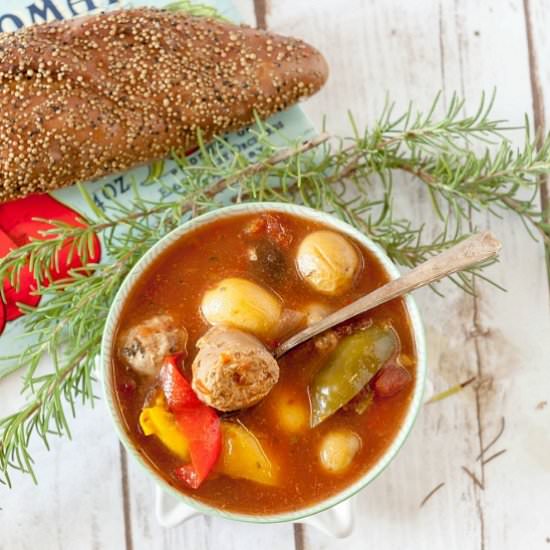 Slow Cooker Sausage & Pepper Soup - Recipe photo by Food Done Light