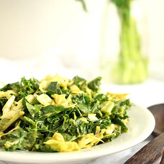 Cheesy Lemon Massaged Kale Salad - Recipe photo by Simply to Thrive