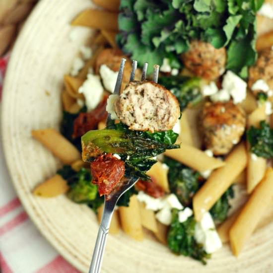 Kalettes pasta with meatballs - Recipe photo by dietetyczne-fanaberie