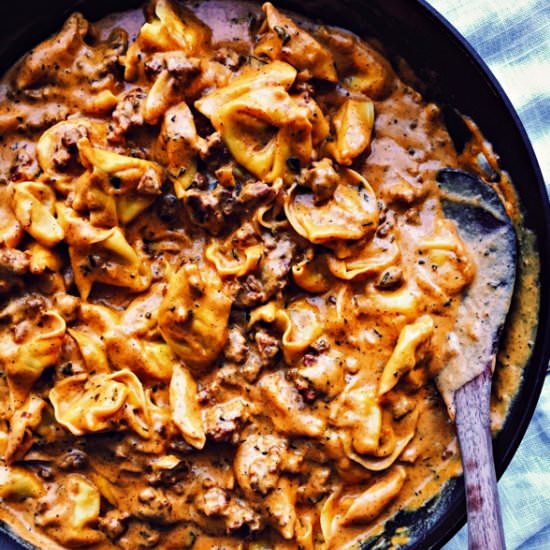 Pumpkin and Chorizo Tortellini - Recipe photo by okiedokieartichokie