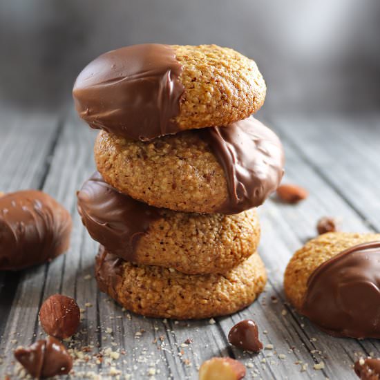 Chocolate Dipped Sesame Almond Brea - Recipe photo by SavorySpin