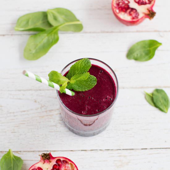 Pomegranate + Beet Smoothie - Recipe photo by abeautifulmessblog