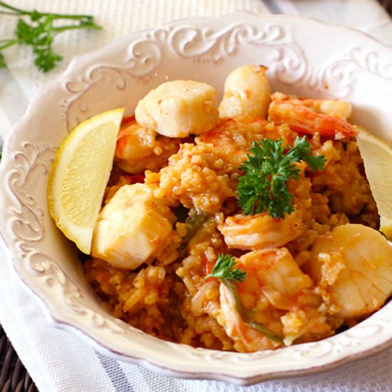 Shrimp and Scallops Paella - Recipe photo by suebeehomemaker