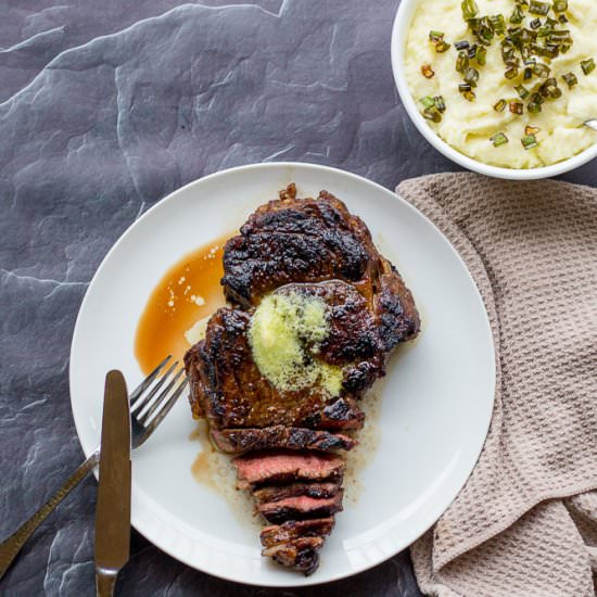 Japanese Rib Eye + Wasabi Butter - Recipe photo by masappetit