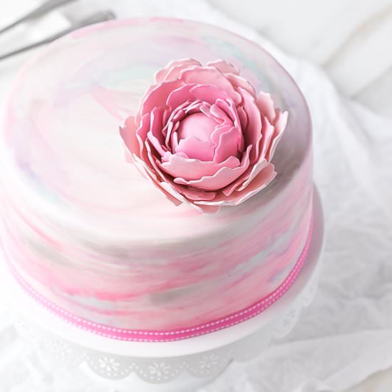 Watercolor Fondant Cake - Recipe photo by lslfunblog