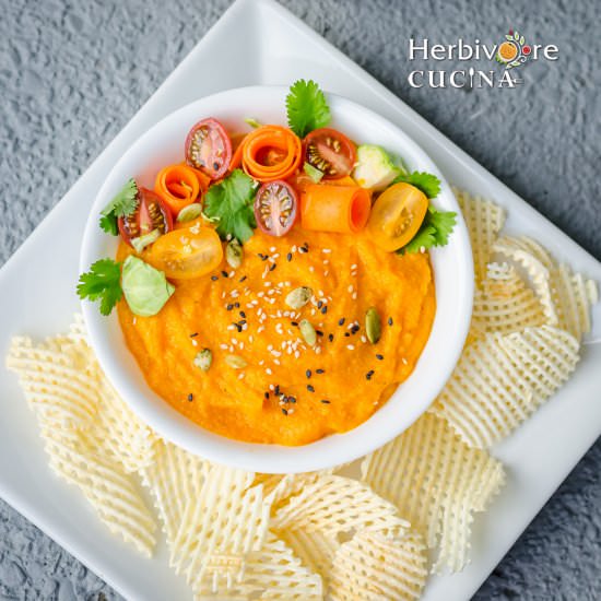 Roasted Butternut Squash Hummus - Recipe photo by Herbivore Cucina