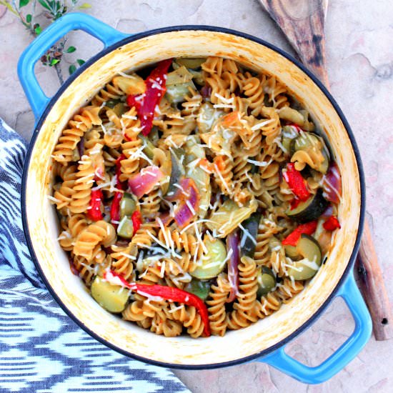 One Pot Parmesan Pasta + Veggies - Recipe photo by spill the greens