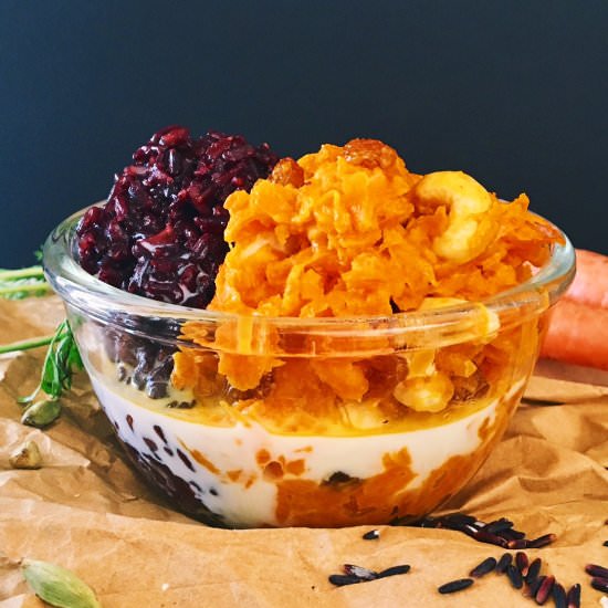 Carrot Halwa with Black Sticky Rice - Recipe photo by recordsintheden