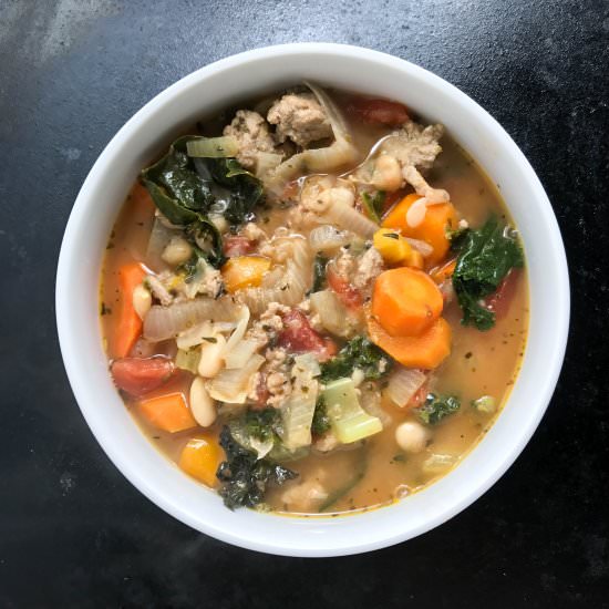 Turkey, Kale, and White Bean Soup - Recipe photo by alldayieatblog