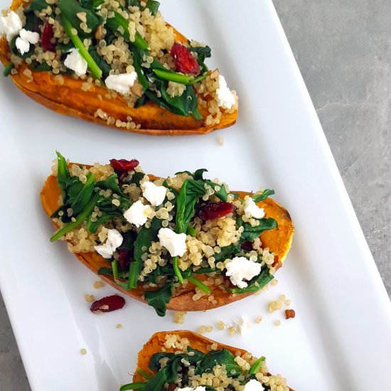 Quinoa & Spinach Stuffed Sweet Potatoes - Recipe photo by jamonkey