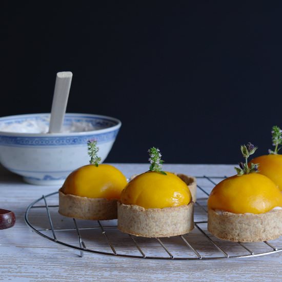 Jasmine Pearl Poached Peach Tart - Recipe photo by tentimestea