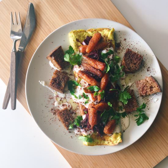 Herb Omelette with Yogurt Two Ways - Recipe photo by recordsintheden