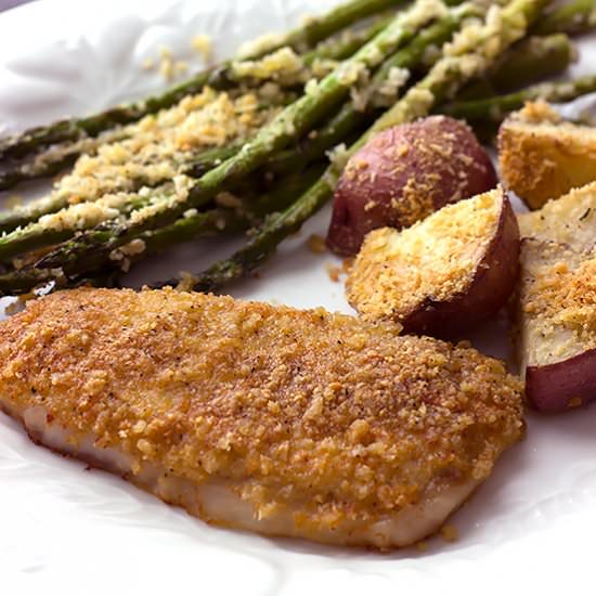 Baked Parmesan Pork Chops & Veggies - Recipe photo by The Wholesome Dish