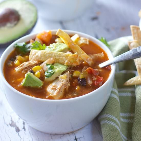 Skinny Chicken Taco Soup - Recipe photo by laughingspatula.com
