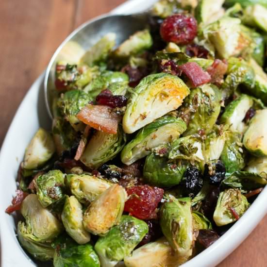 Roasted Bacon, Brussels and Berries - Recipe photo by TimVidraEats