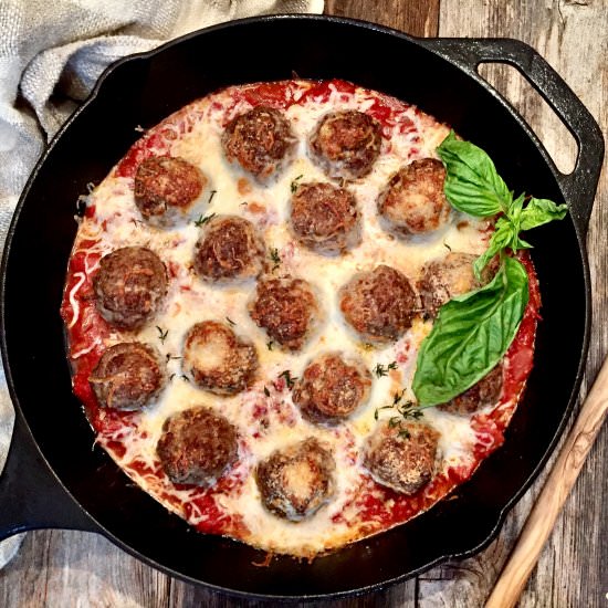 Cheesy Meatball Skillet - Recipe photo by AHintofWine
