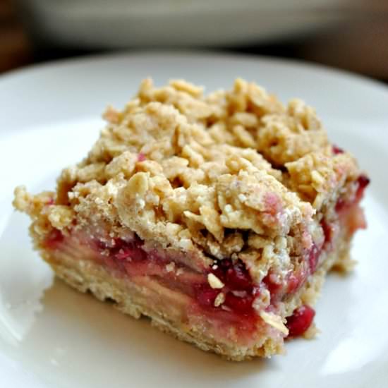 Pomegranate Apple Pie Crumble Bars - Recipe photo by happymothering