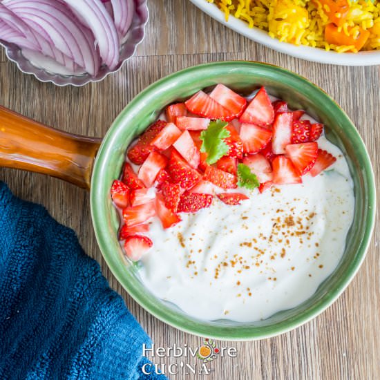 Strawberry Raita - Recipe photo by Herbivore Cucina