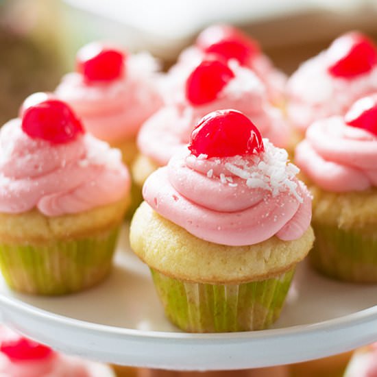 Cherry Coconut Cupcakes - Recipe photo by livelymess