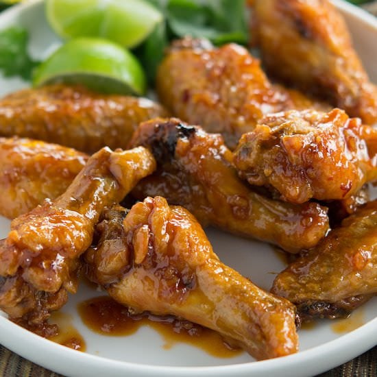 Crispy Honey Garlic Chipotle Wings - Recipe photo by Savory Spicerack