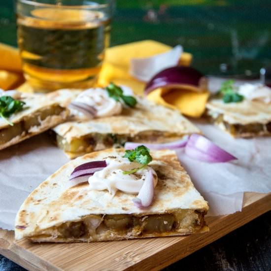 Jeera Aloo Quesadilla - Recipe photo by Anu@MyGingerGarlicKitchen