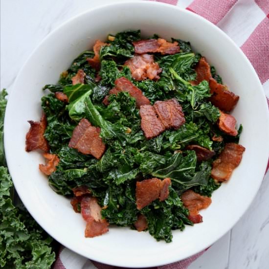 Sautéed Kale with Bacon - Recipe photo by theschmidtywife
