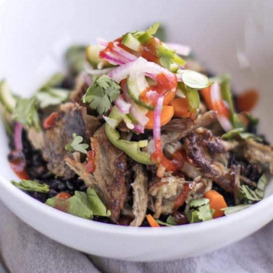 Pulled Pork Bahn Mi Bowls - Recipe photo by RootandRevel