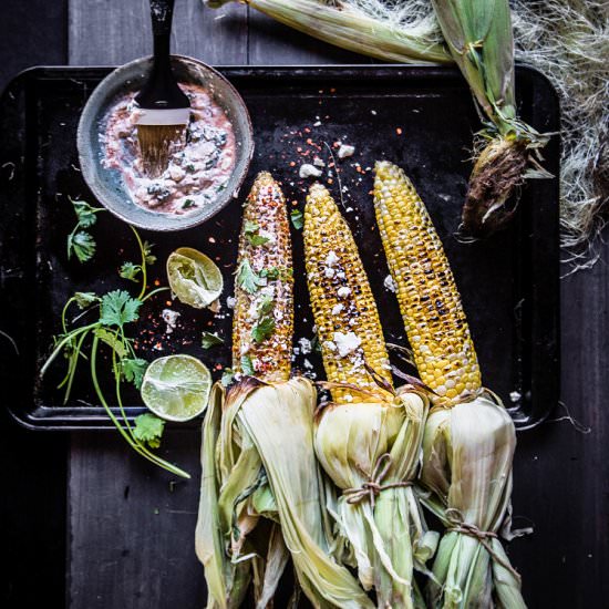 Grilled Oaxacan-style Corn - Recipe photo by WhatToCookToday