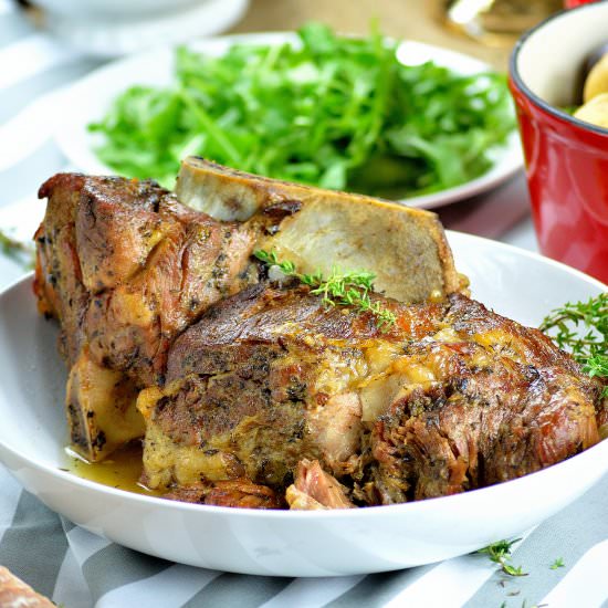 Rosé-Braised Pork Shoulder - Recipe photo by IAteTheWholeThing