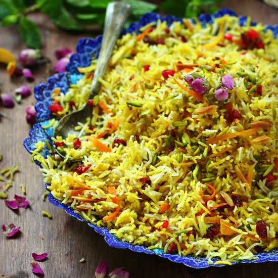 Persian jeweled rice - Recipe photo by Kitchen Maestro