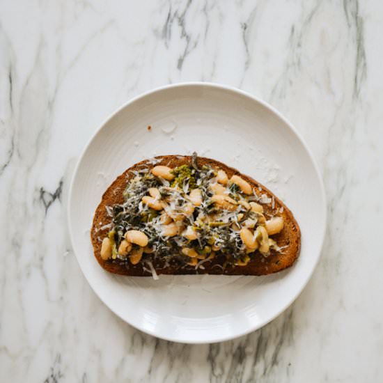 White Bean Rapini Toasts - Recipe photo by youcaneatnow
