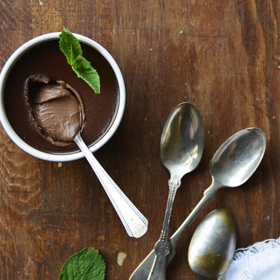 Mint Medley Chocolate Pots de Crème - Recipe photo by AnEdibleMosaic