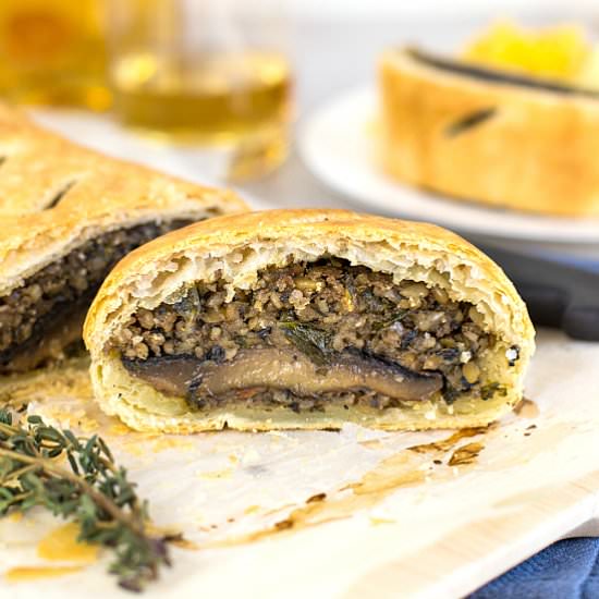 Haggis and mushroom wellington - Recipe photo by Becca @ Easy Cheesy Vegetarian