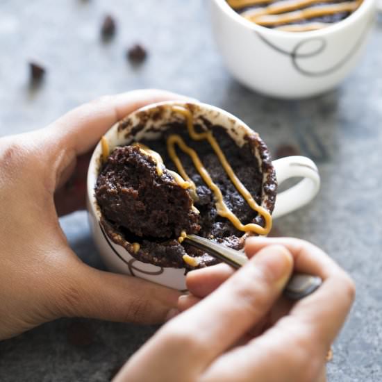 Chocolate Peanut Butter Mug Cake - Recipe photo by myfoodstory