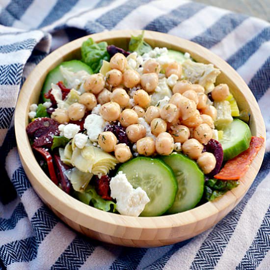 Marinated Chickpea Greek Salad - Recipe photo by eatingwithemmylou