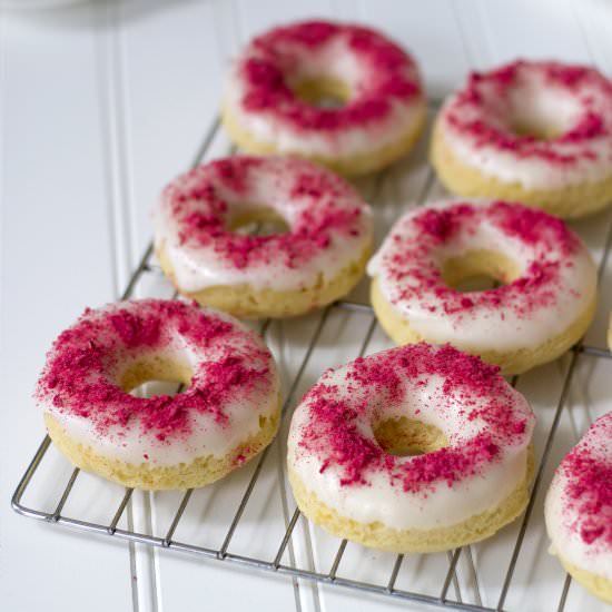 Raspberry-Dusted Lemon Donuts - Recipe photo by Unusuallylovely