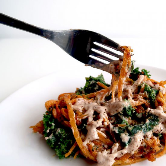 Sweet Potato Noodles & Satay Sauce - Recipe photo by rosalilium