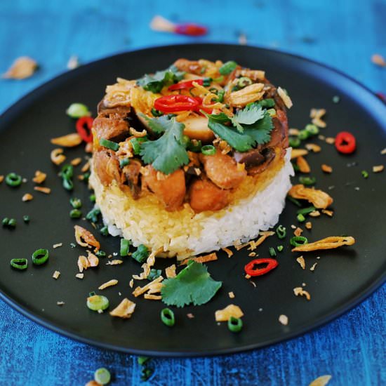 Steamed Chicken and Mushroom Rice - Recipe photo by gourmetconviction