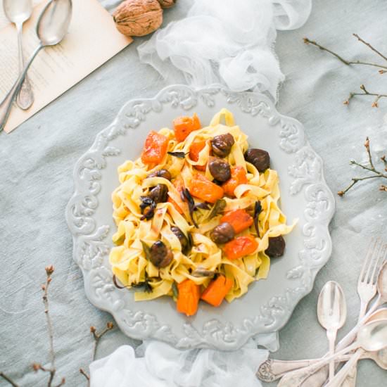 Pasta with Squash & Chestnuts - Recipe photo by suvellecuisine