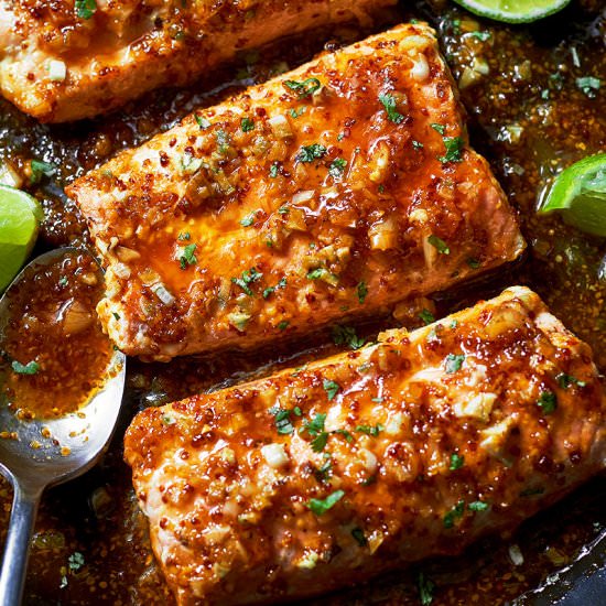 Spicy Honey Garlic Salmon - Recipe photo by Eatwell 101