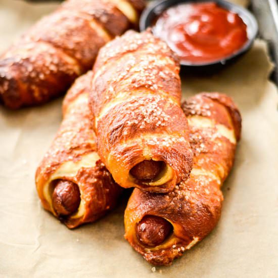 Homemade Pretzel Dogs - Recipe photo by JoyFoodSunshine