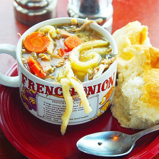 Chicken Noodle Soup from Scratch - Recipe photo by Longbourn Farm