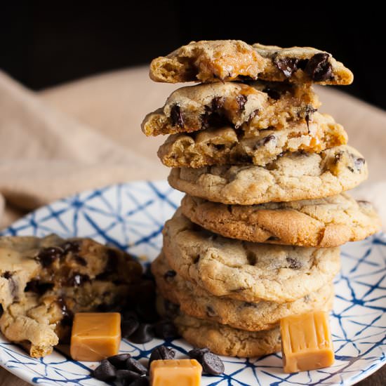 Caramel Stuffed Chocolate Chip Cookies - Recipe photo by Country Cupboard Cookies