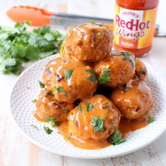 Honey Mustard Buffalo Meatballs - Recipe photo by Whitney Bond