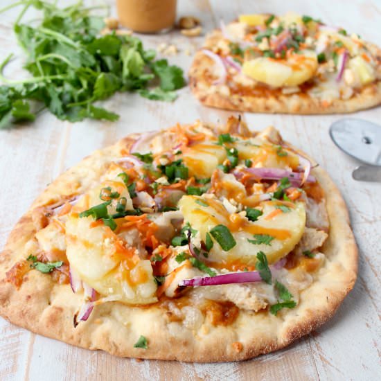 Thai Peanut Chicken Naan Pizza - Recipe photo by Whitney Bond