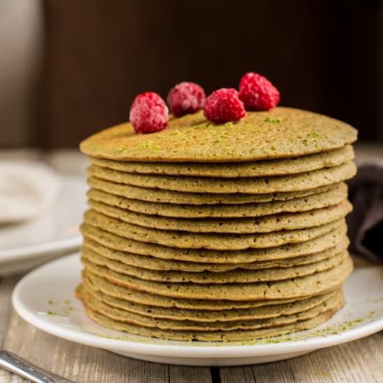 Matcha-Ginger Pancakes, Vegan - Recipe photo by Nutriplanet