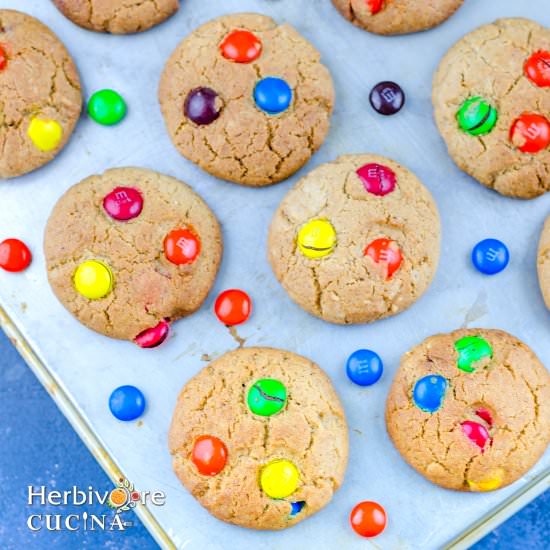 Almond Butter M&M Cookies - Recipe photo by Herbivore Cucina