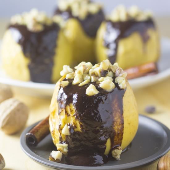 Baked Apples with Chocolate Sauce - Recipe photo by foodandjourneys